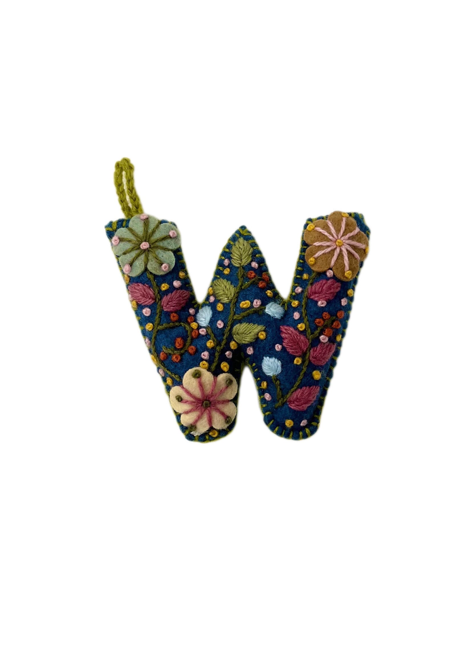 Andes Gifts Embroidered Letter W Ornament/Keychain