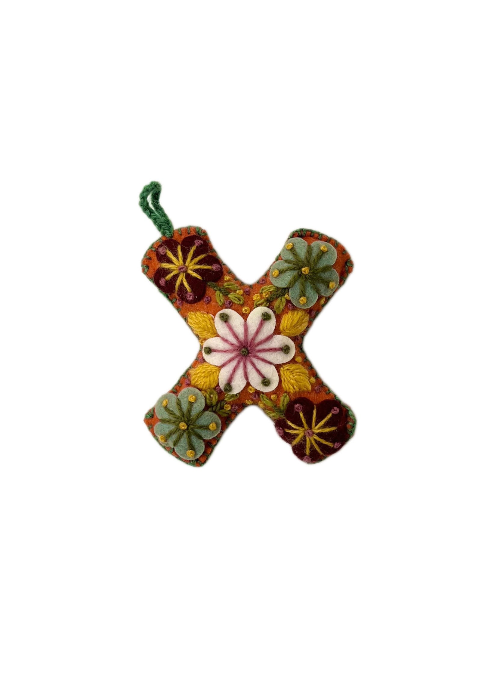 Andes Gifts Embroidered Letter X Ornament/Keychain