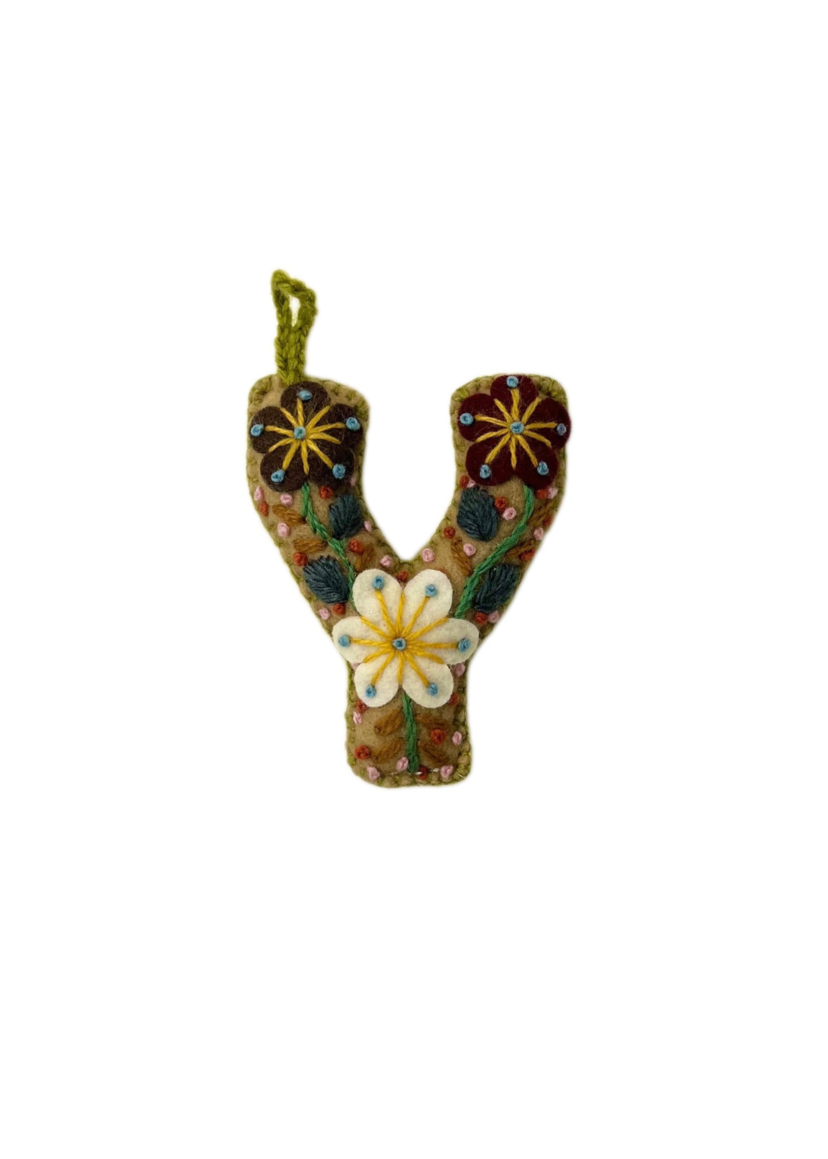 Andes Gifts Embroidered Letter Y Ornament/Keychain