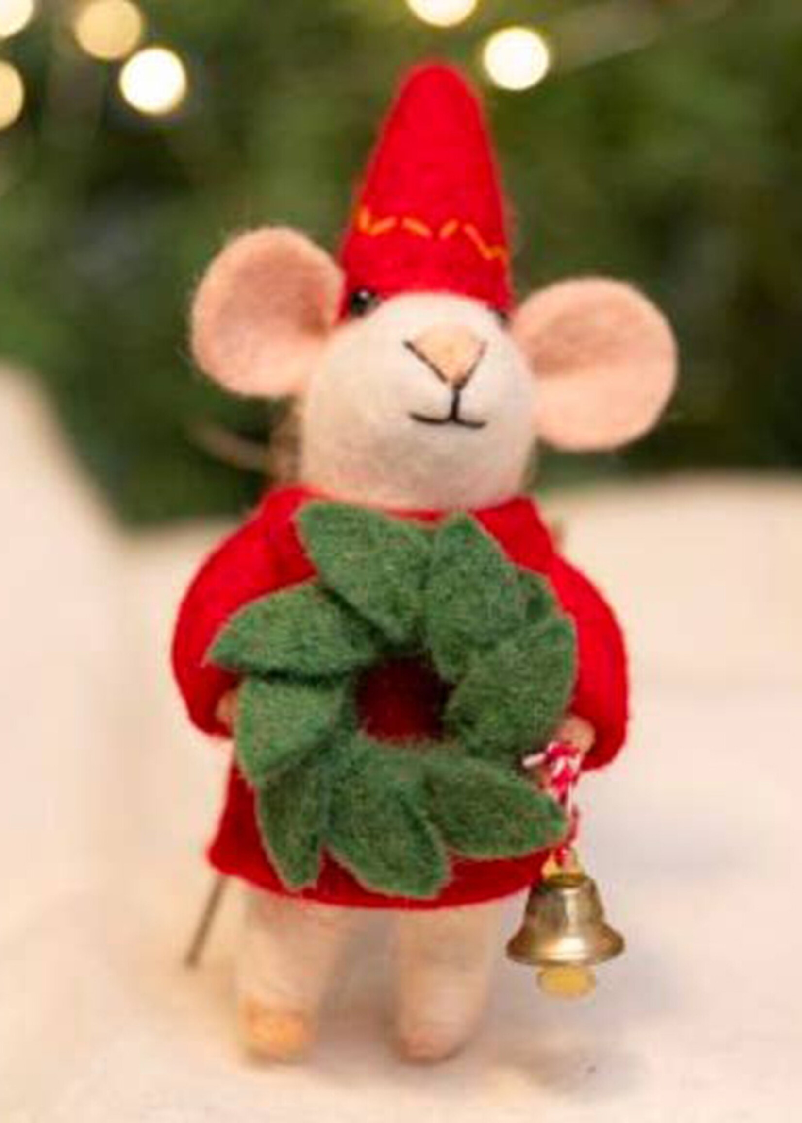 Friendsheep Felt Jingle Elf Mouse Ornament