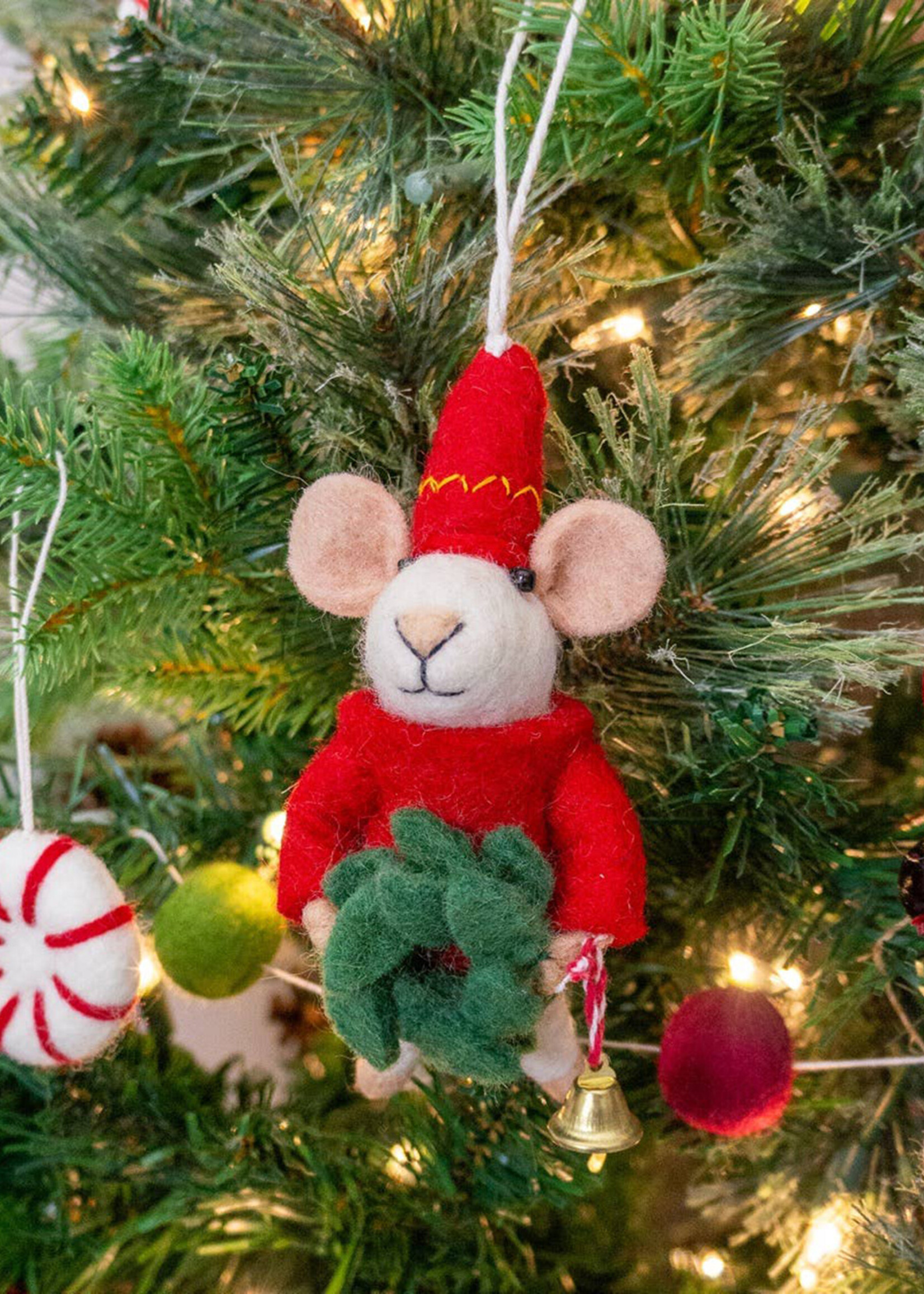 Friendsheep Felt Jingle Elf Mouse Ornament