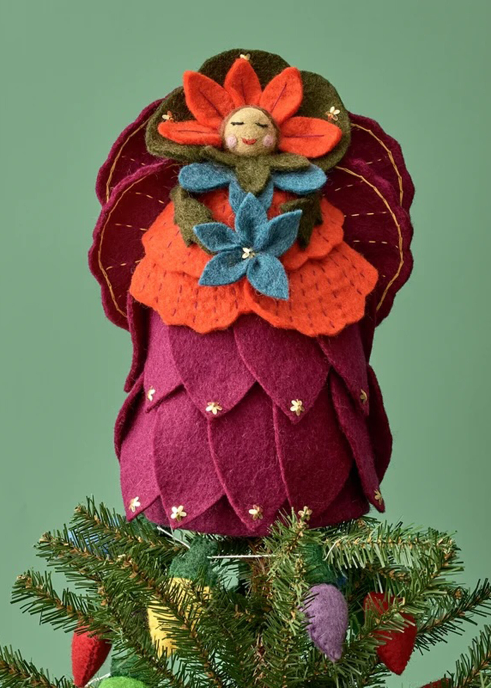 Global Goods Partners Felt Flower Angel Tree Topper