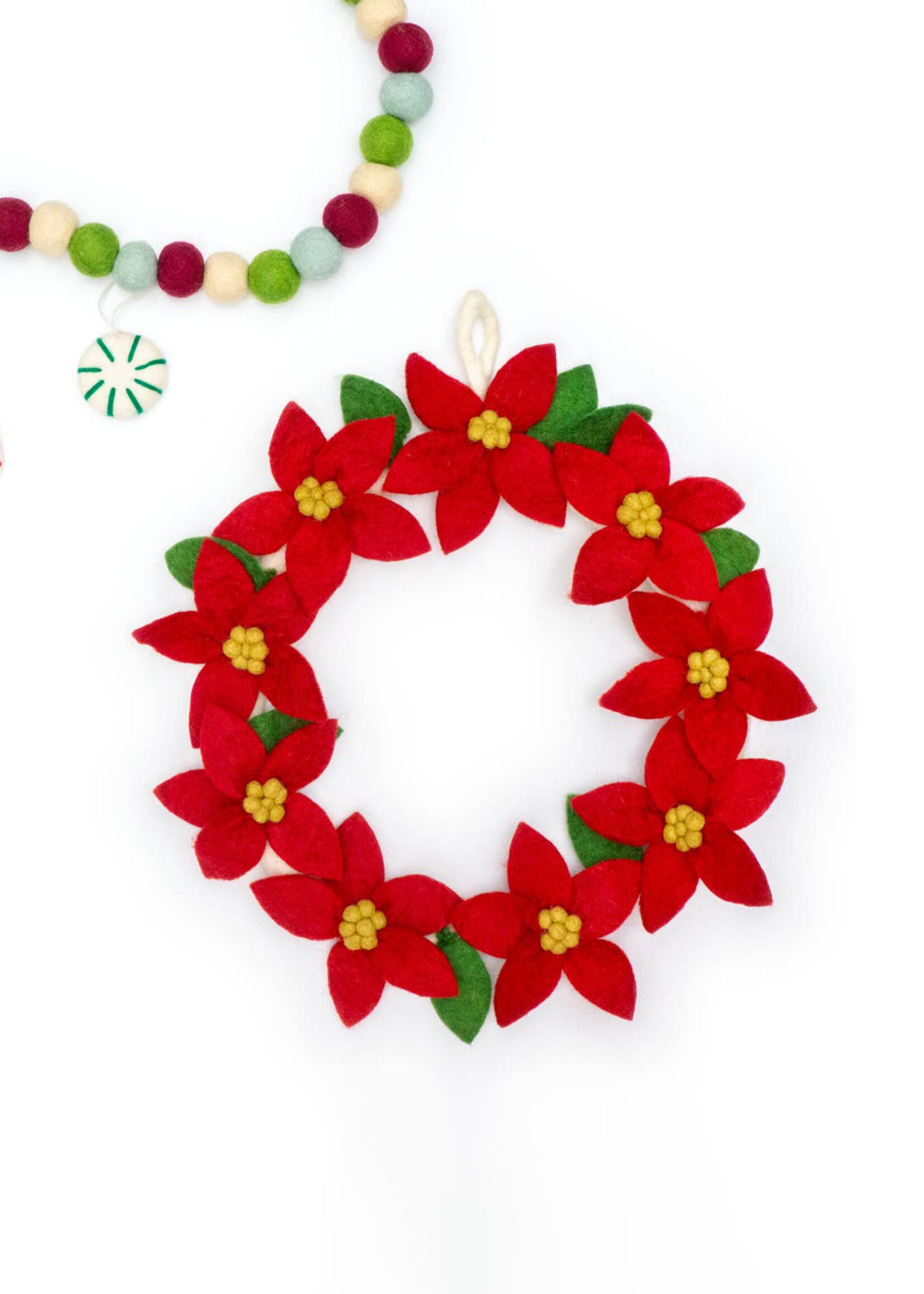 Friendsheep Red Poinsettia Felt Wreath