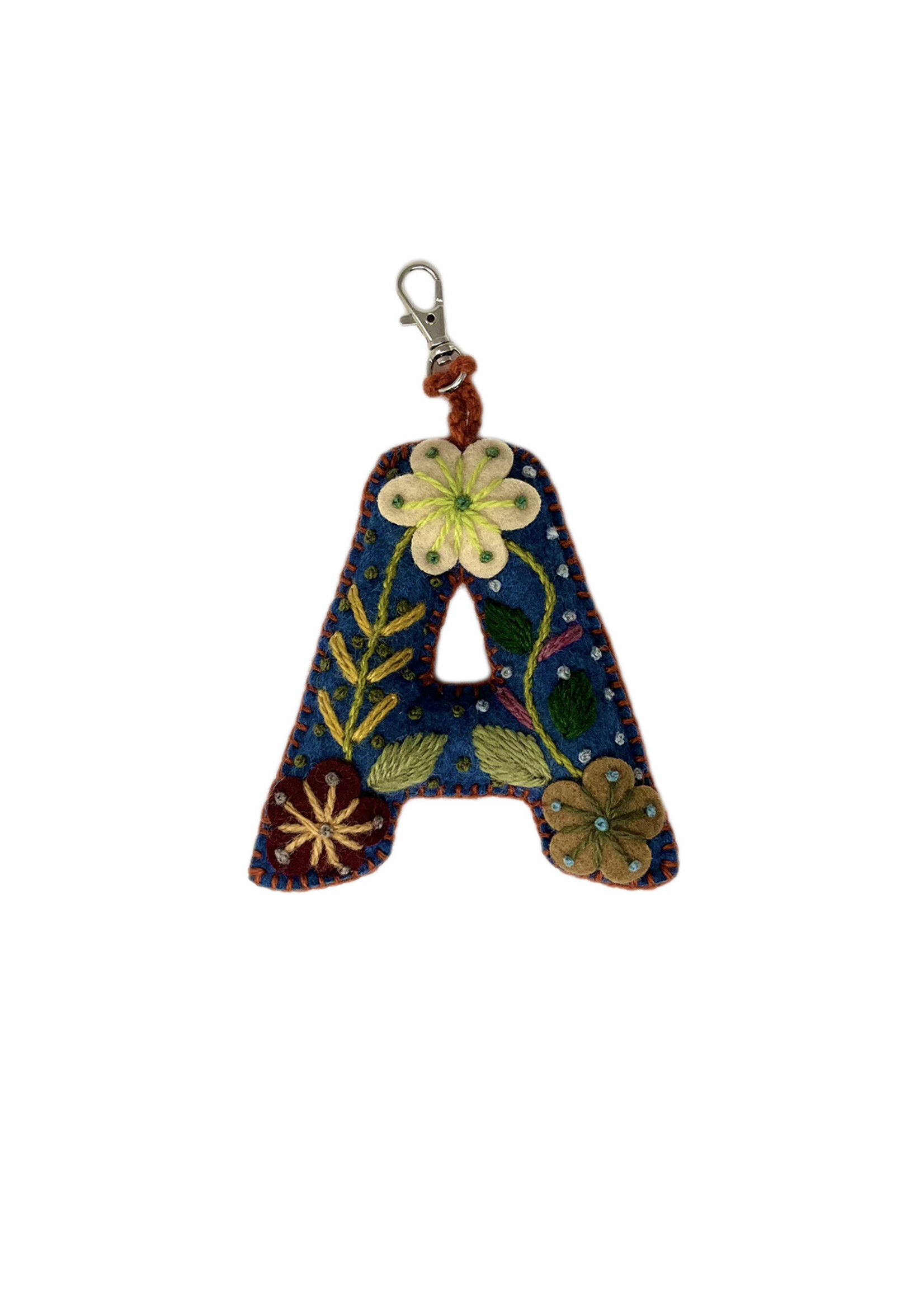 Andes Gifts Embroidered Letter A Ornament/Keychain
