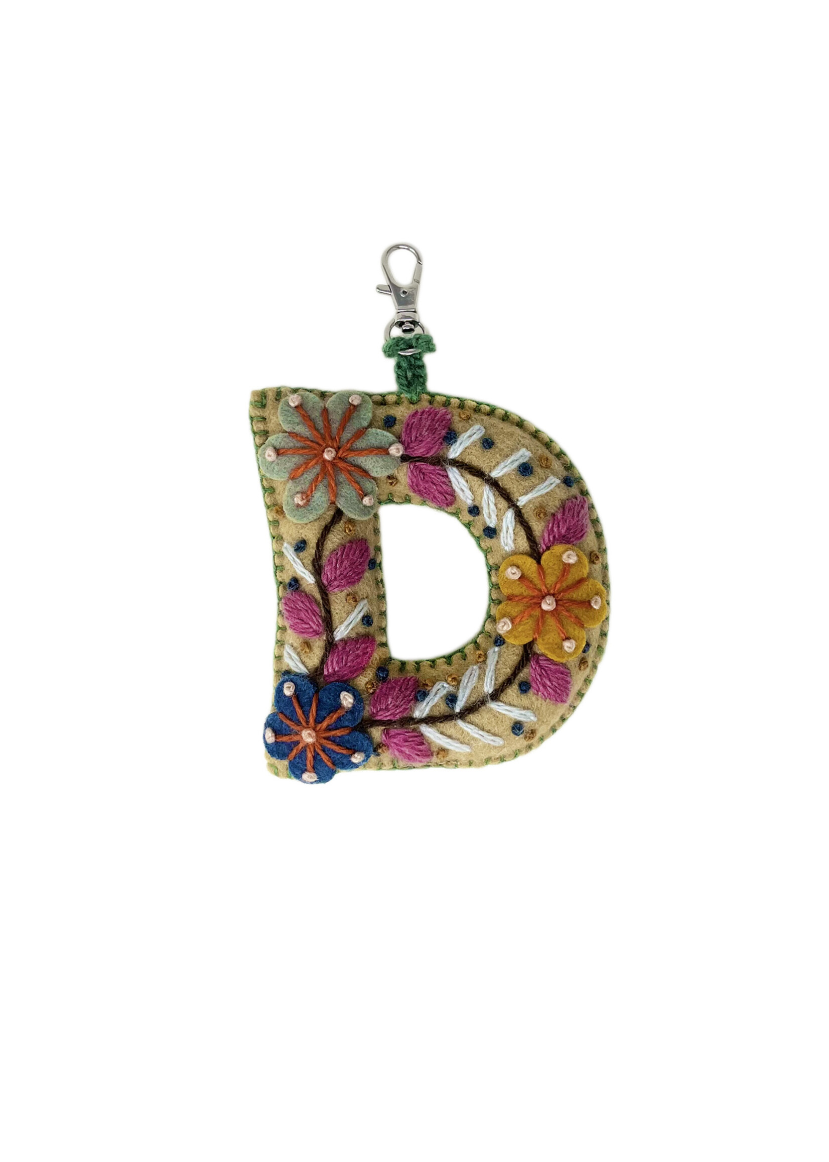 Andes Gifts Embroidered Letter D Ornament/Keychain