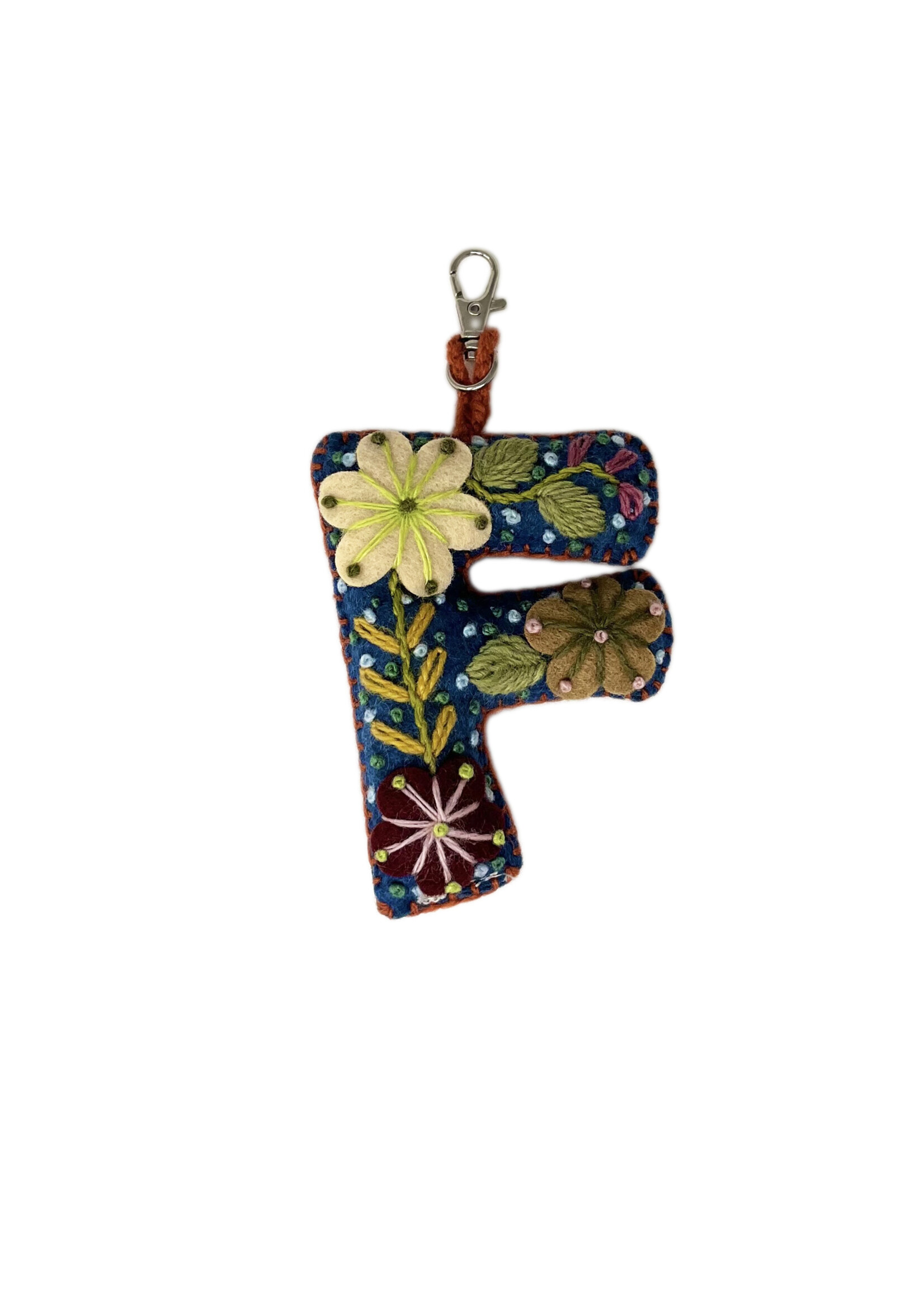 Andes Gifts Embroidered Letter F Ornament/Keychain