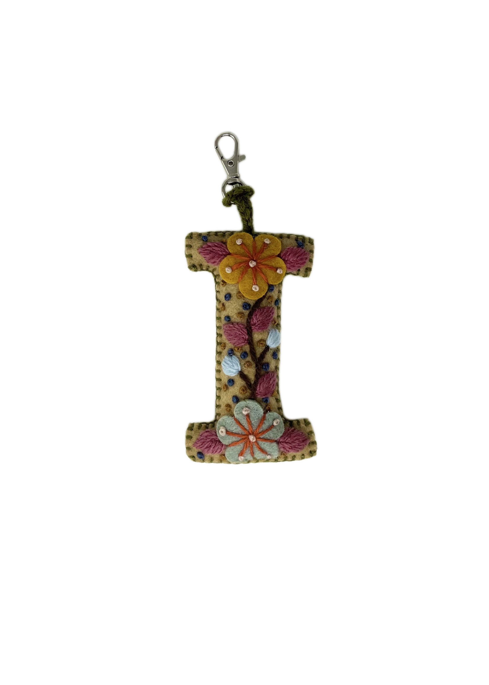 Andes Gifts Embroidered Letter I Ornament/Keychain