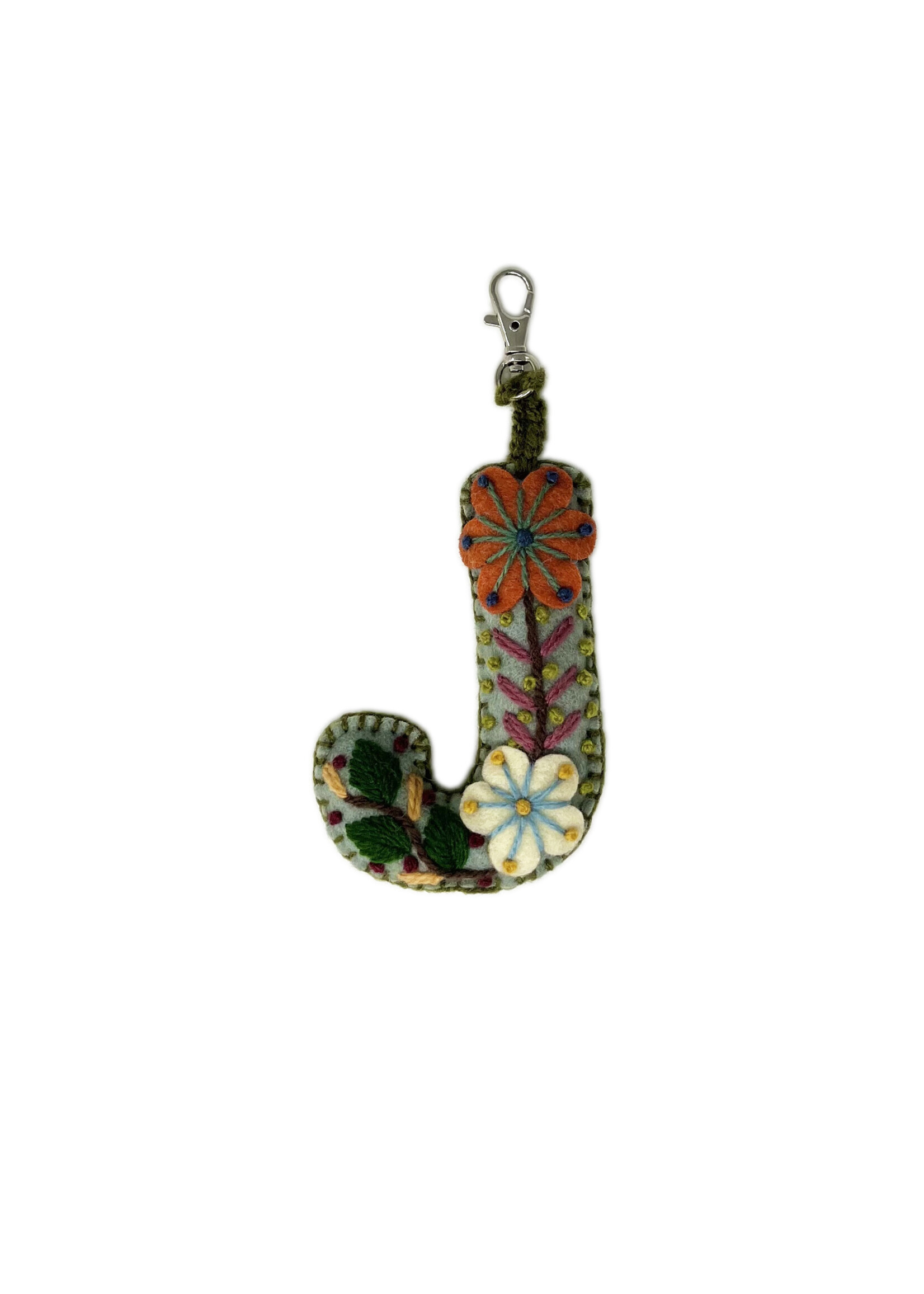 Andes Gifts Embroidered Letter J Ornament/Keychain