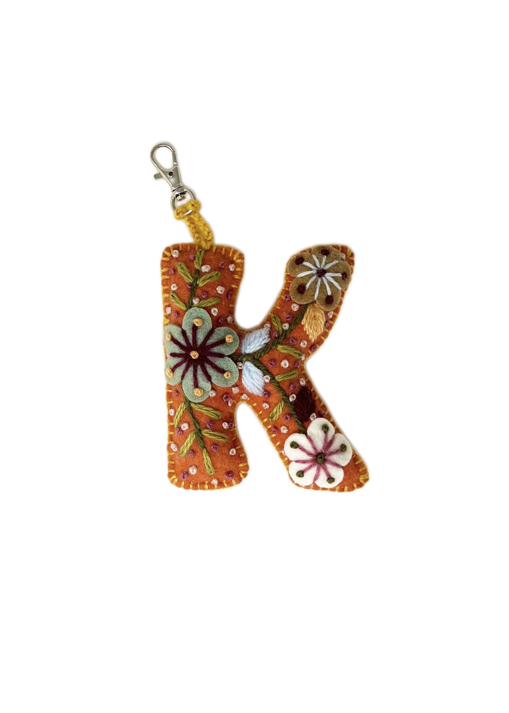 Andes Gifts Embroidered Letter K Ornament/Keychain