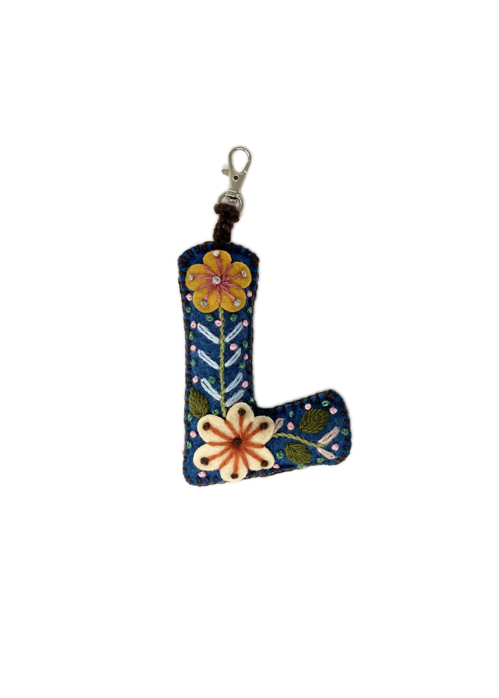 Andes Gifts Embroidered Letter L Ornament/Keychain