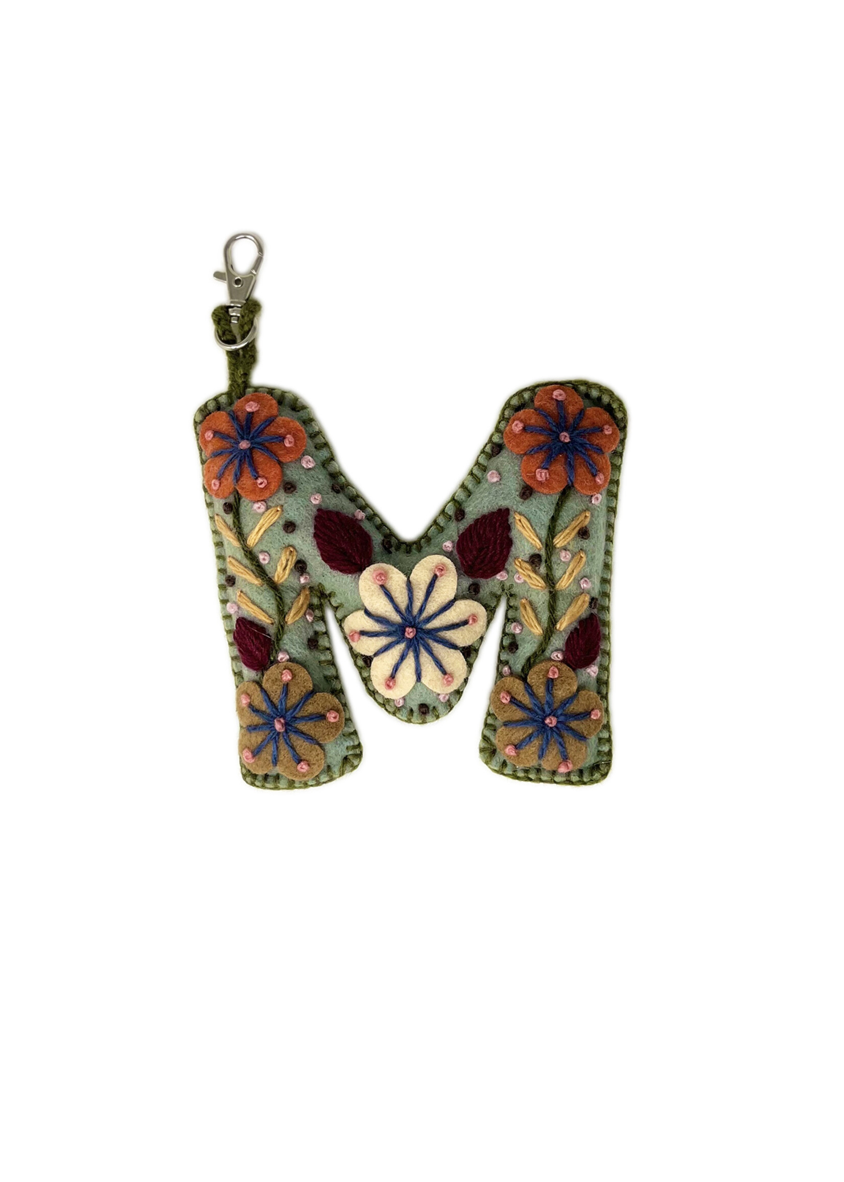 Andes Gifts Embroidered Letter M Ornament/Keychain