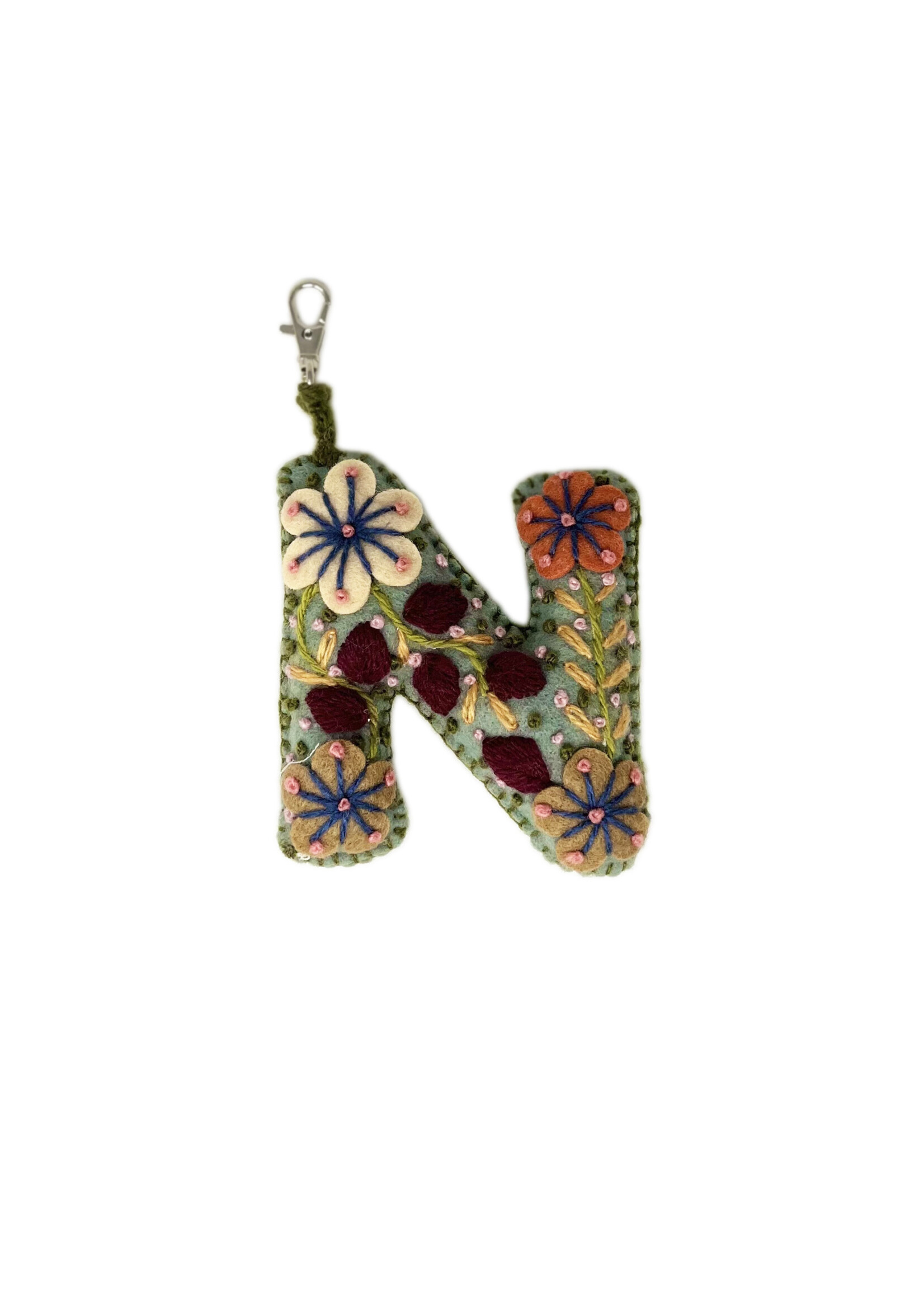 Andes Gifts Embroidered Letter N Ornament/Keychain