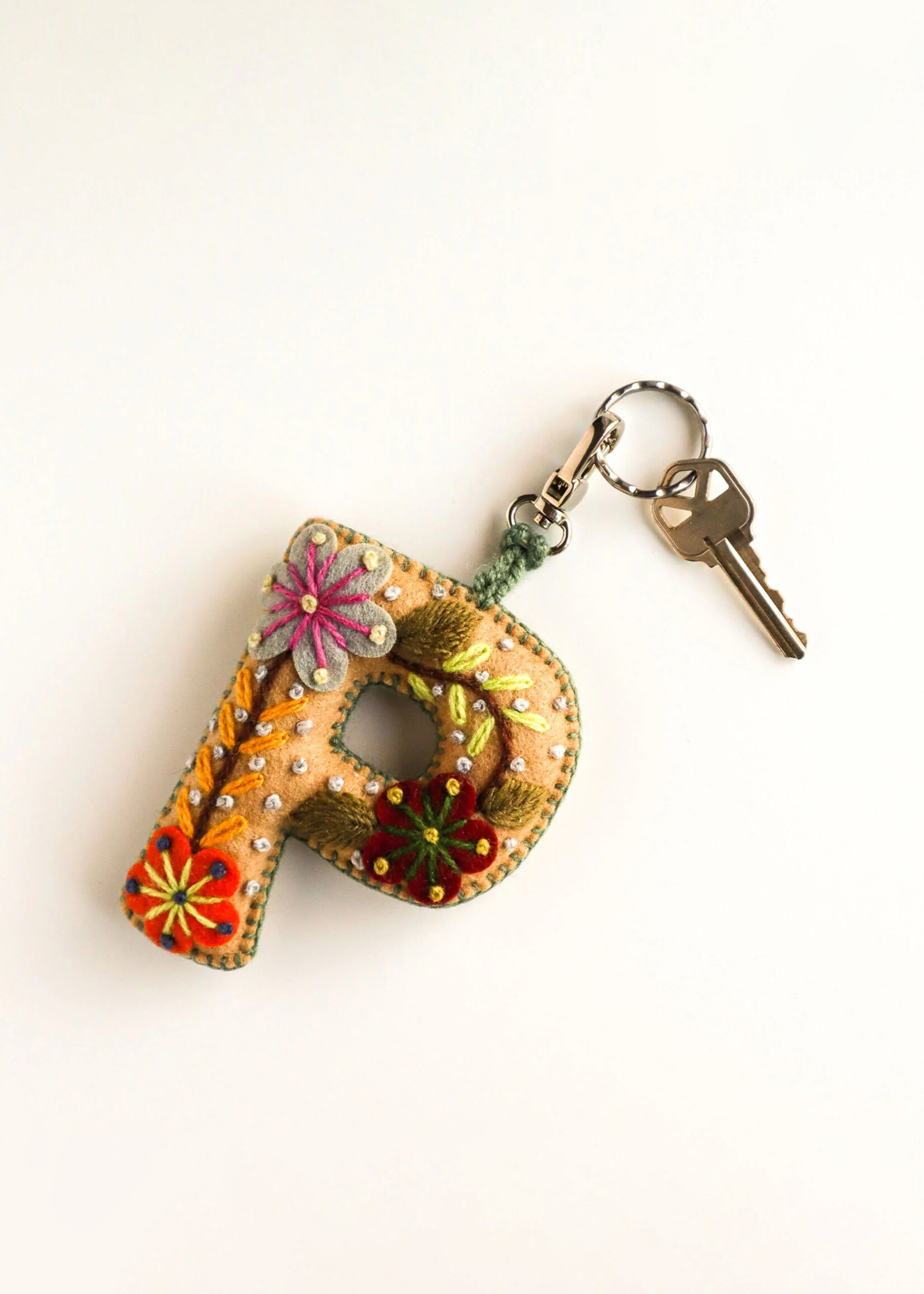 Andes Gifts Embroidered Letter P Ornament/Keychain