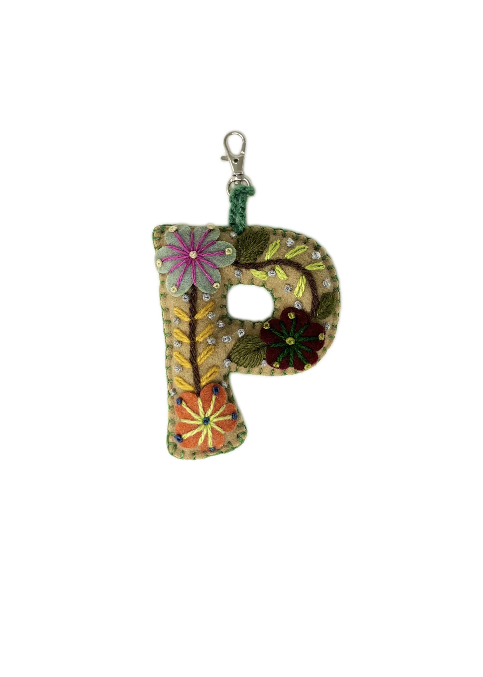 Andes Gifts Embroidered Letter P Ornament/Keychain