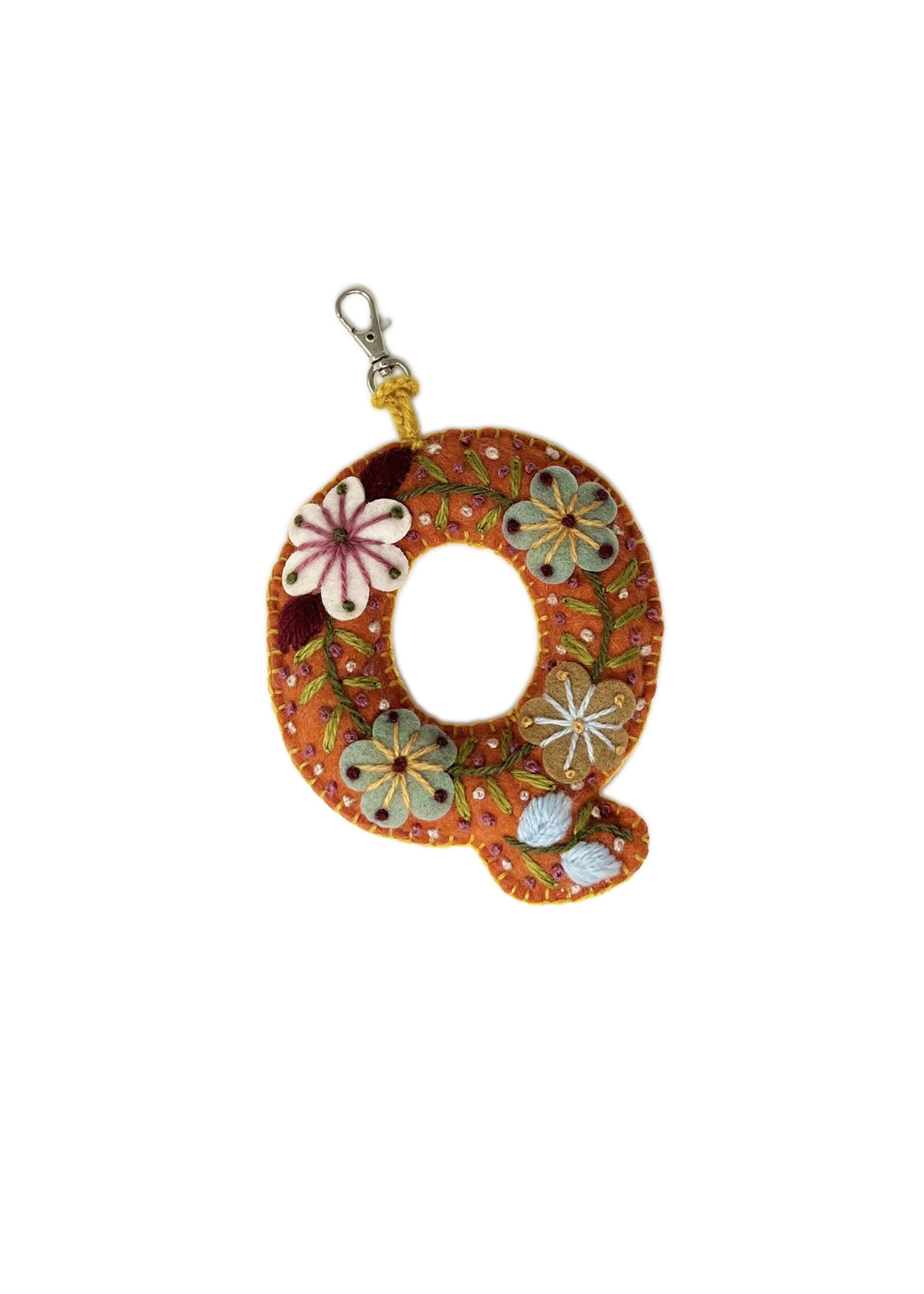 Andes Gifts Embroidered Letter Q Ornament/Keychain