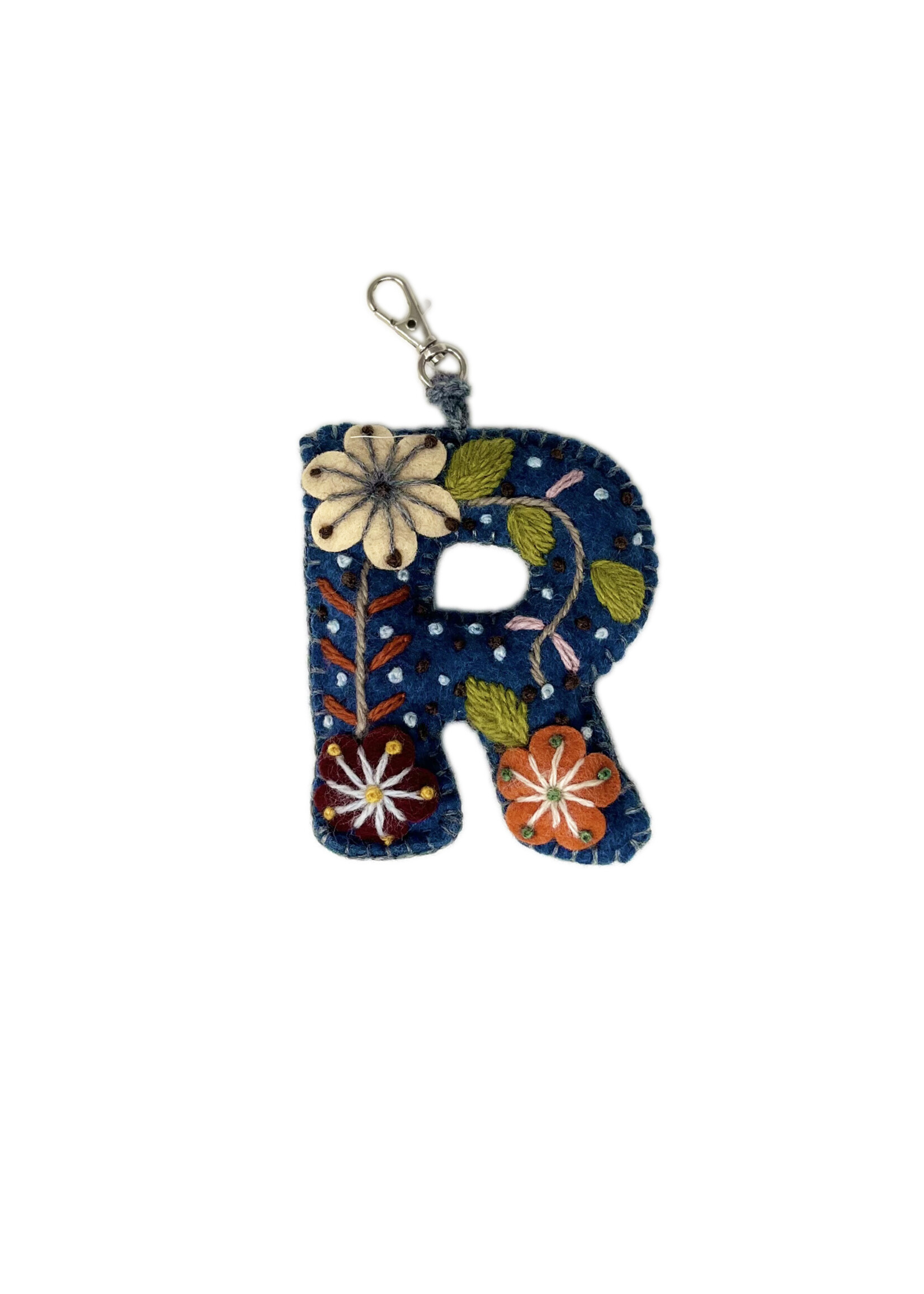 Andes Gifts Embroidered Letter R Ornament/Keychain
