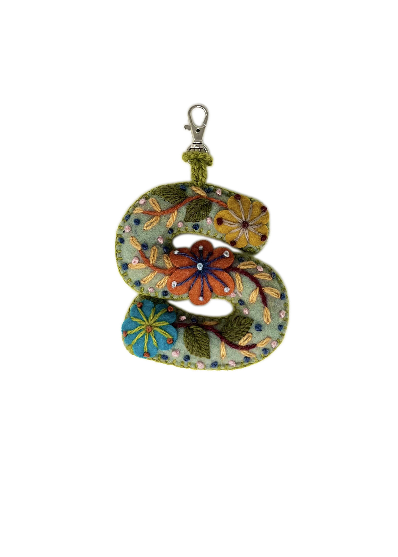 Andes Gifts Embroidered Letter S Ornament/Keychain