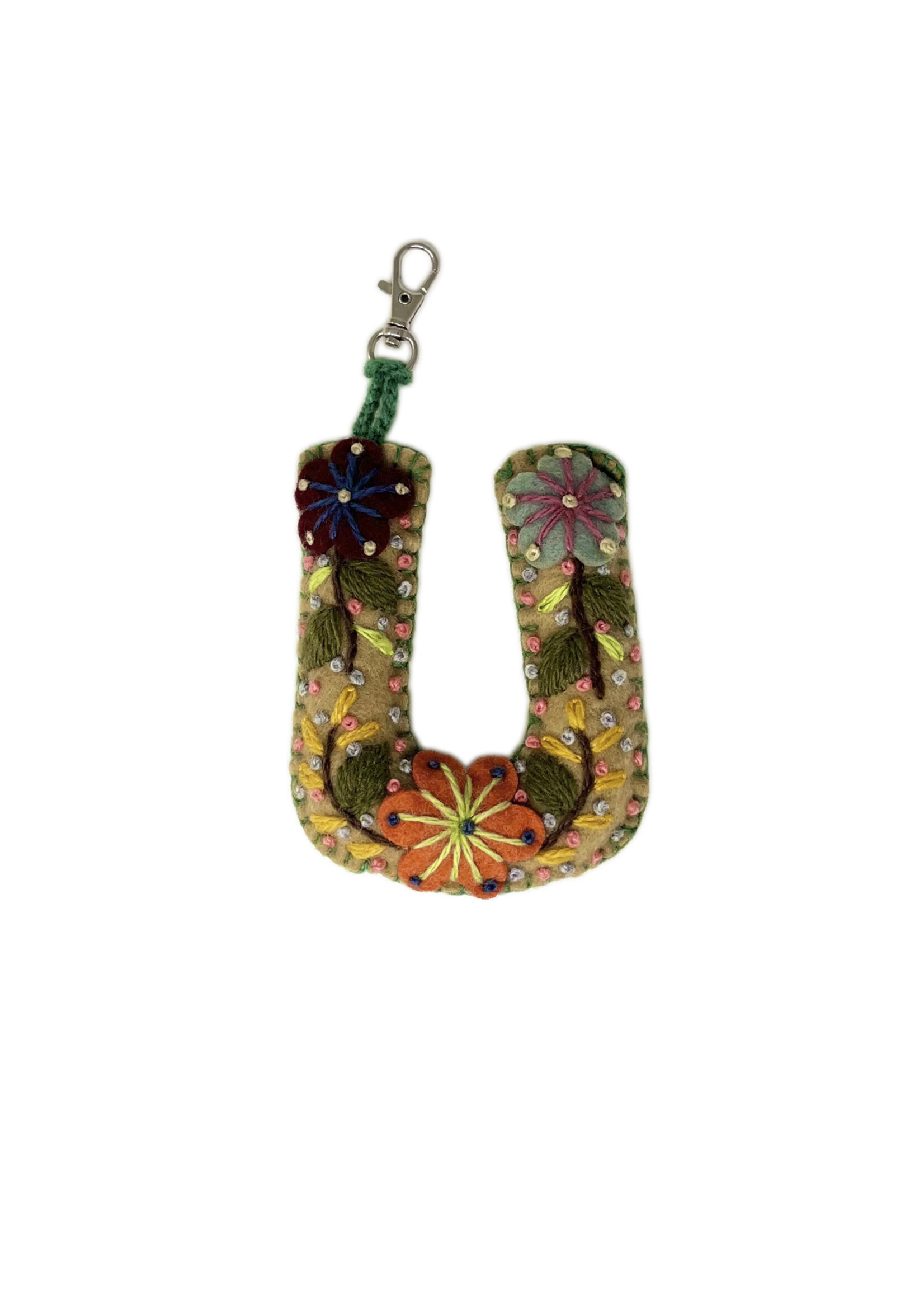 Andes Gifts Embroidered Letter U Ornament/Key chain