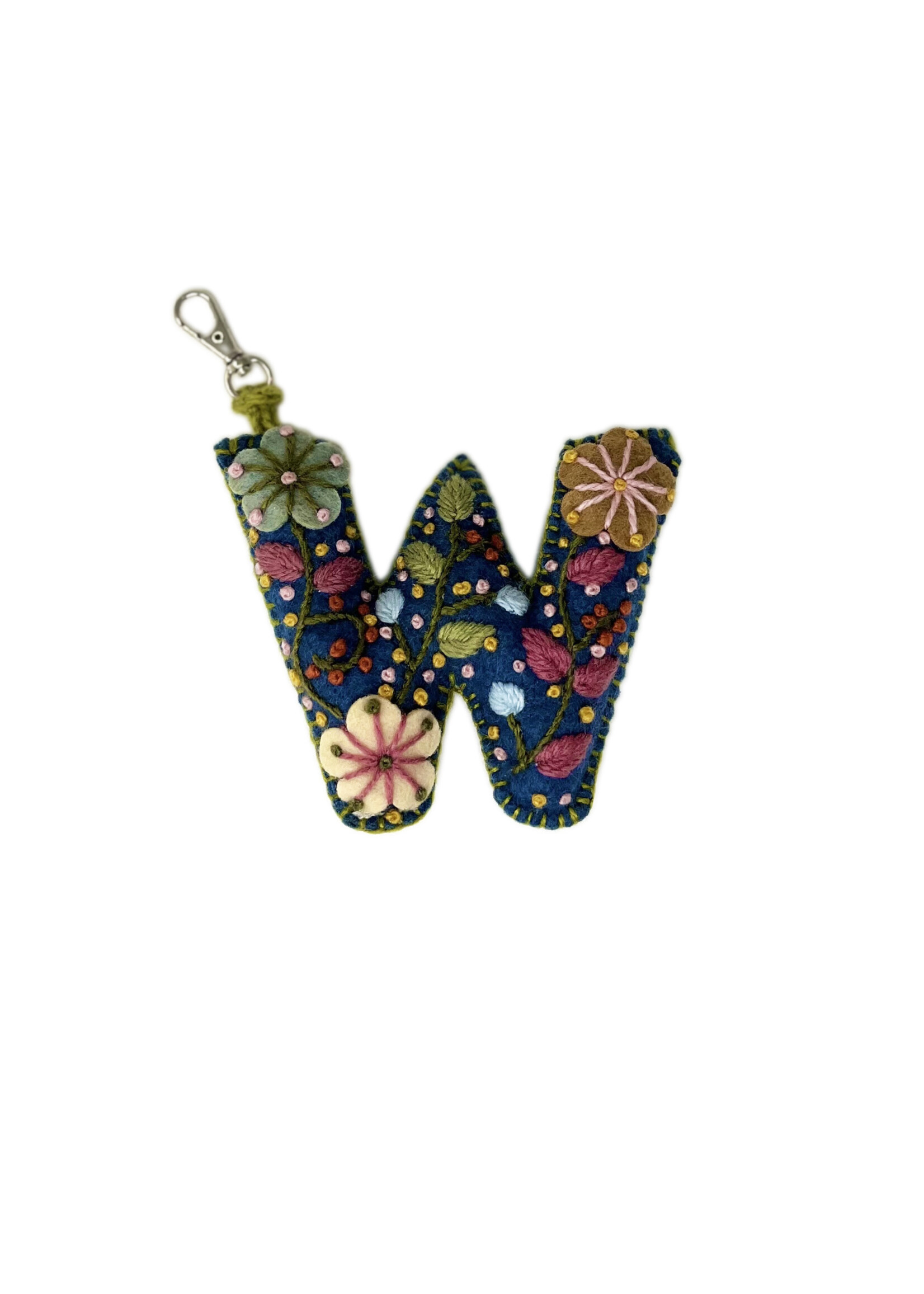 Andes Gifts Embroidered Letter W Ornament/Keychain