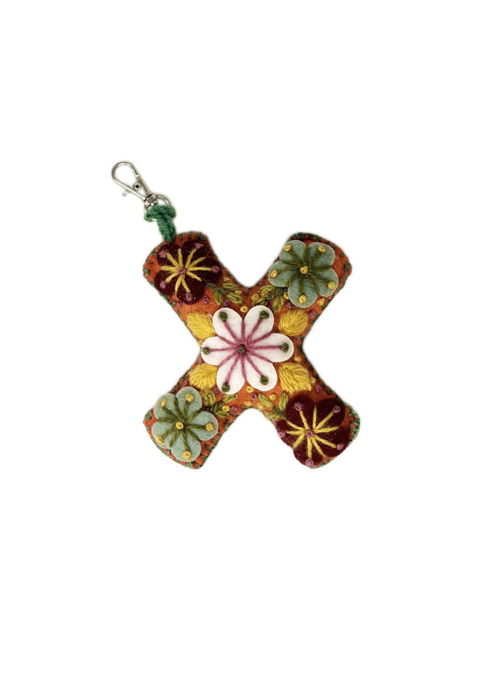 Andes Gifts Embroidered Letter X Ornament/Keychain