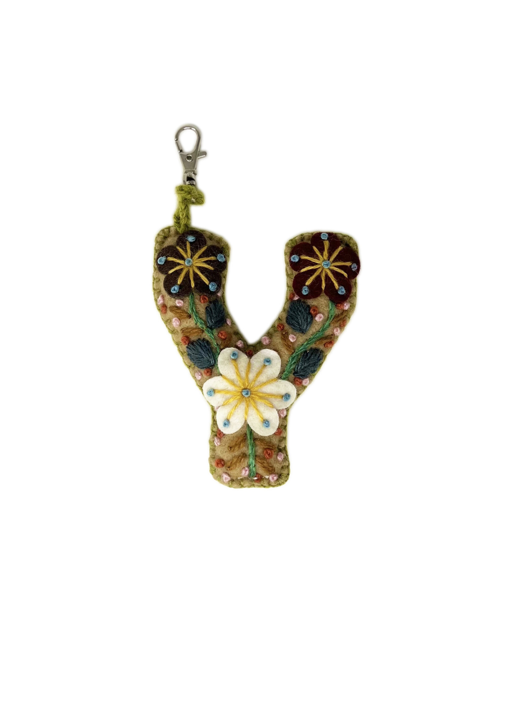 Andes Gifts Embroidered Letter Y Ornament/Keychain