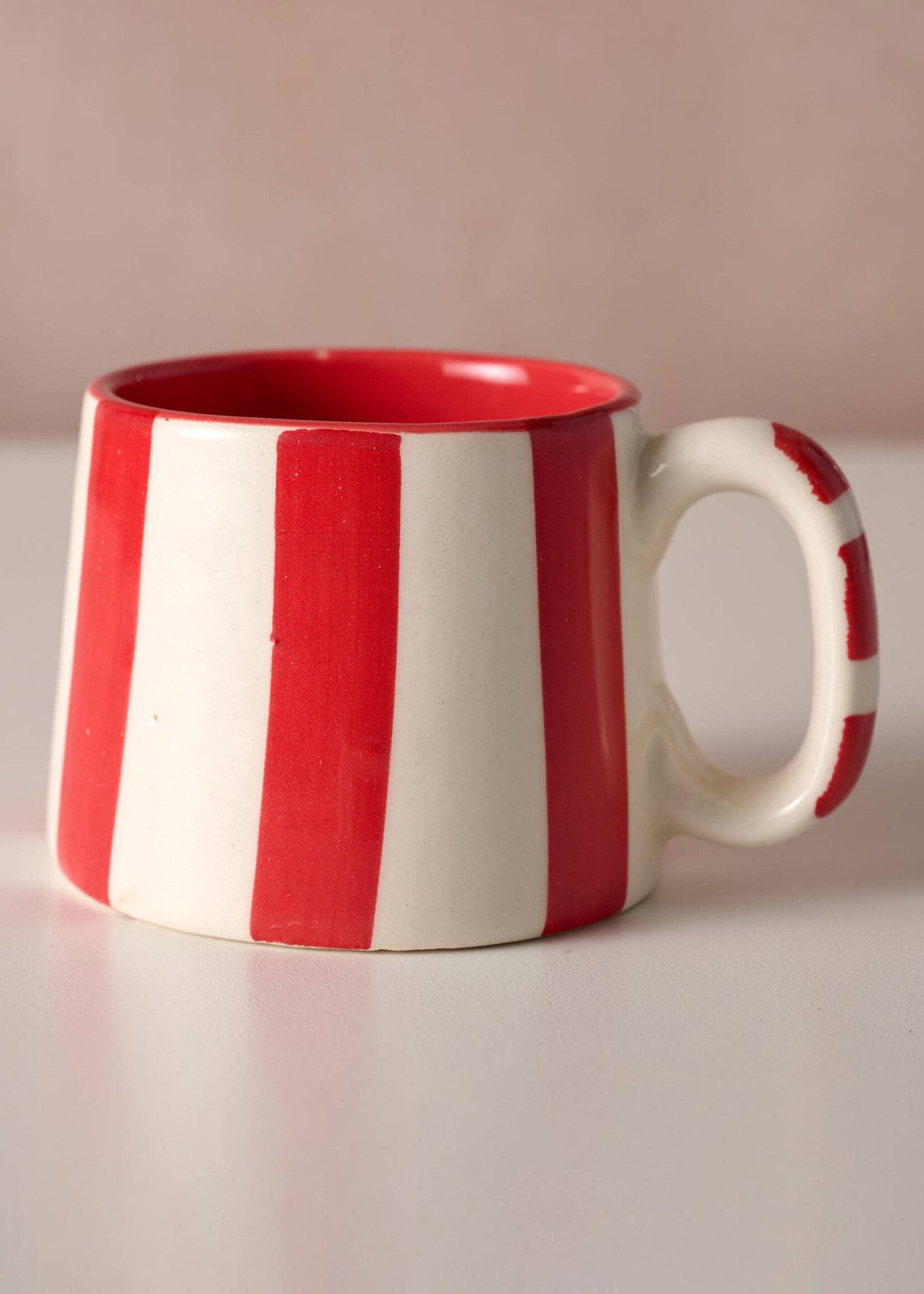 Ten Thousand Villages Kahda Striped Red Mug