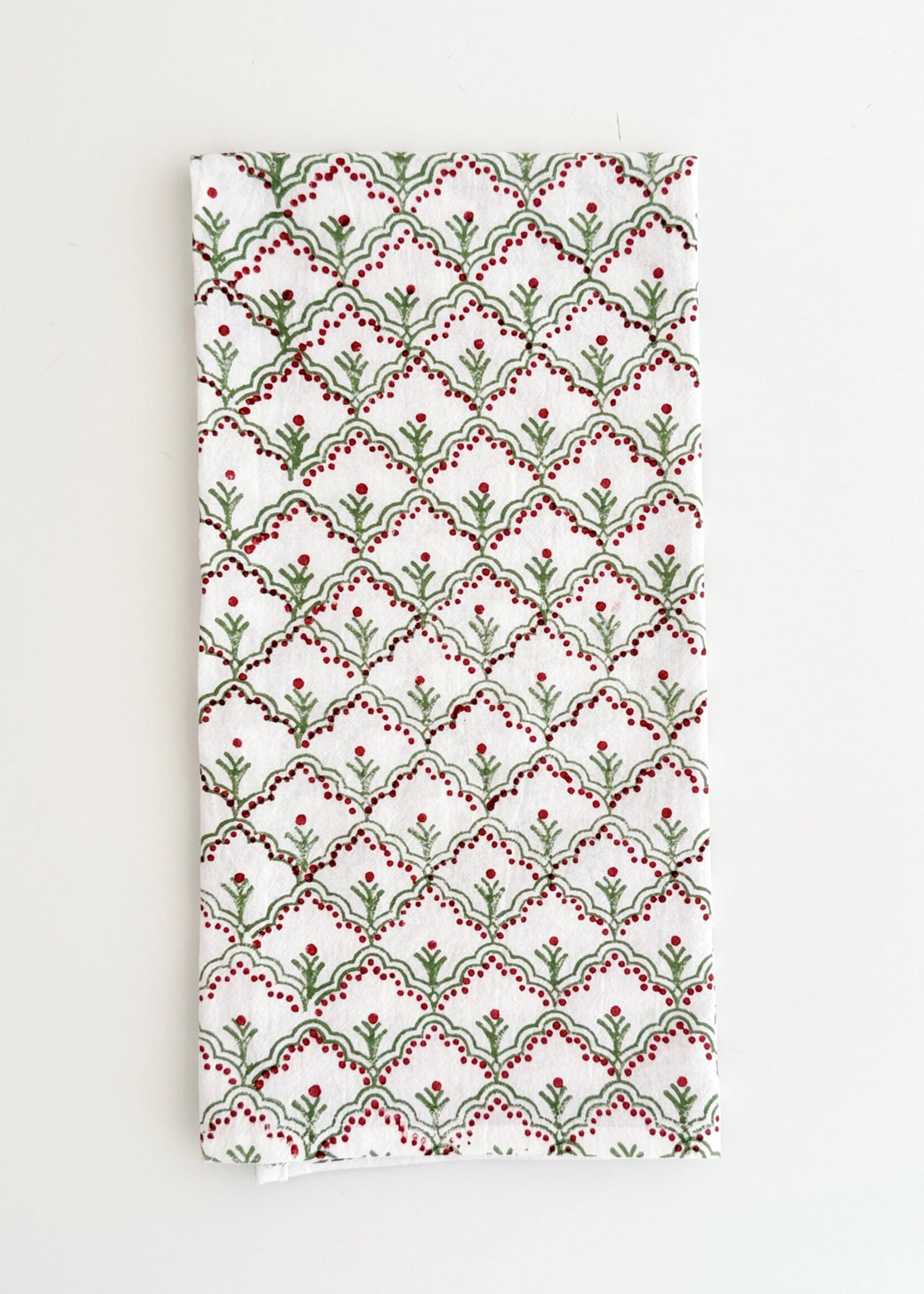 Mended Red & Green Jaipur Tea Towel