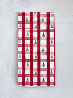 Mended Red Plaid Tree Tea Towel