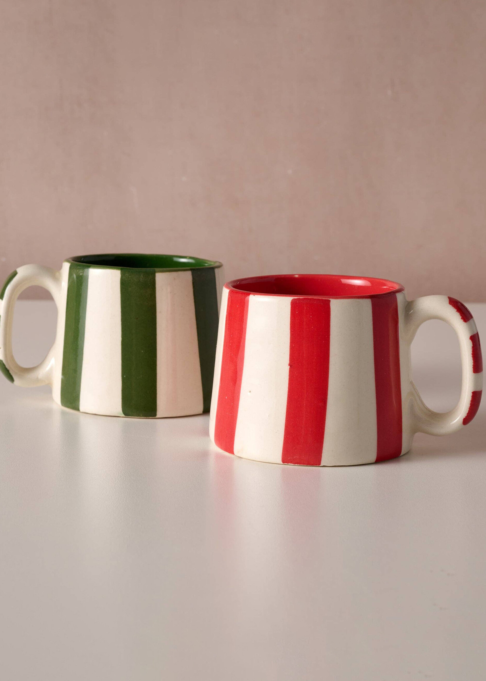 Ten Thousand Villages Kahda Striped Green Mug