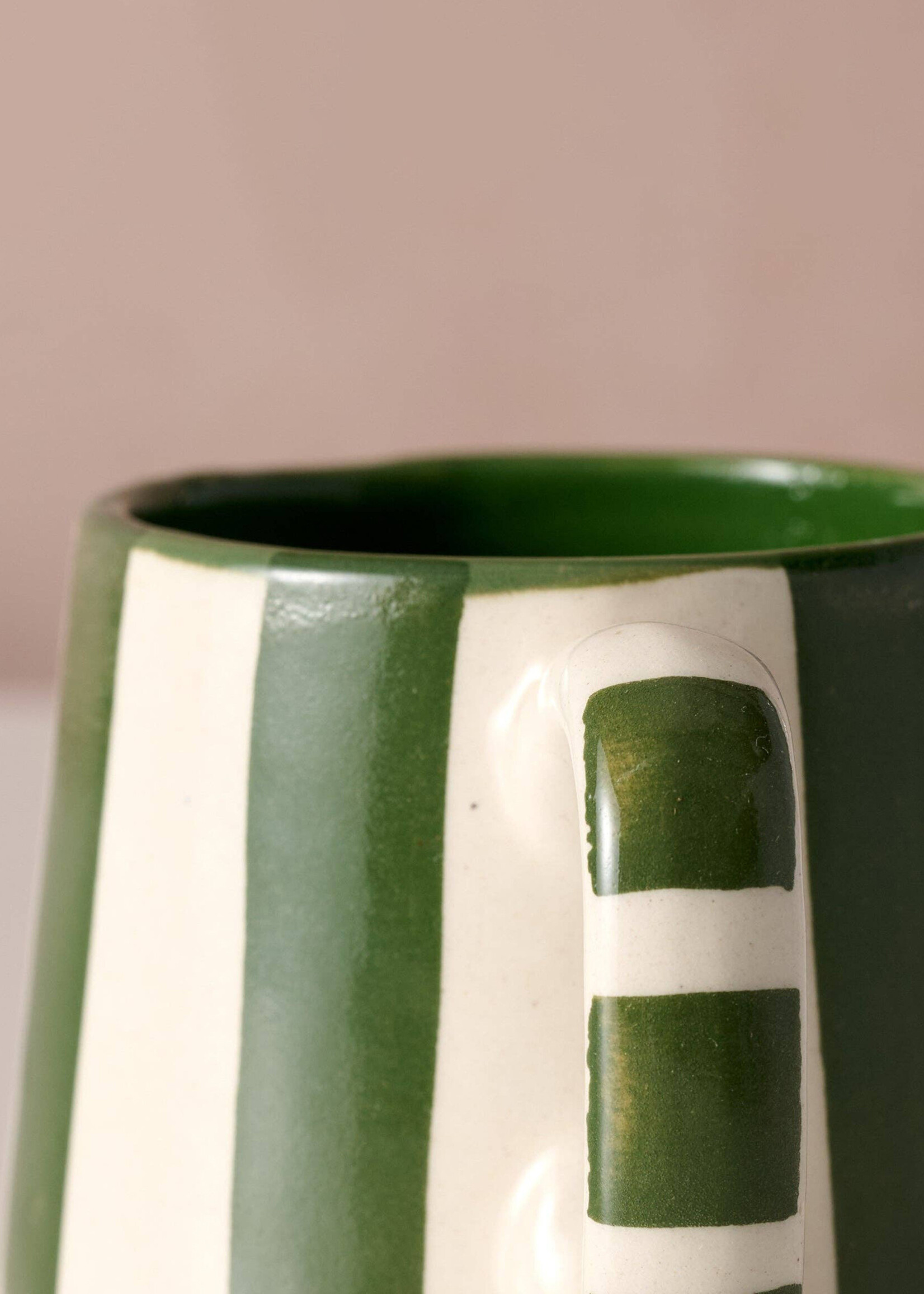 Ten Thousand Villages Kahda Striped Green Mug