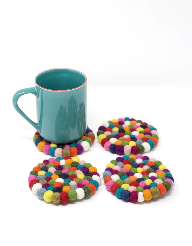 Felt Ball Coaster Set Handmade HumanKind Fair Trade HumanKind