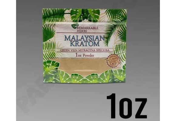 Remarkable Herbs - Kratom Powder Green Vein Malay 1oz
