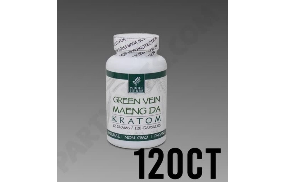 Whole Herbs - Kratom Capsule Green Vein Maeng Da 120ct
