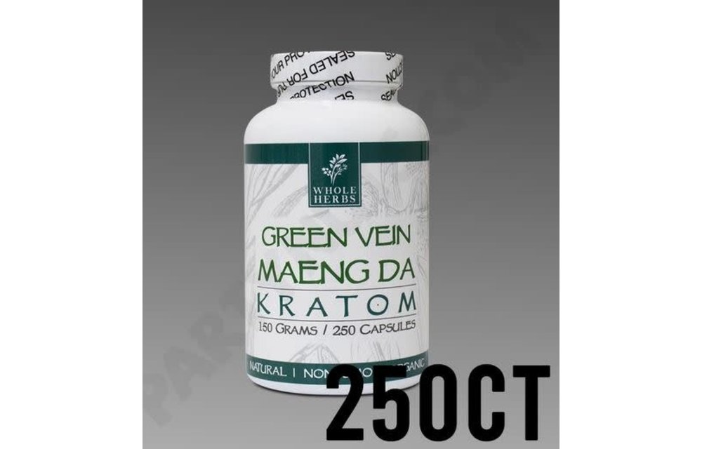 Whole Herbs - Kratom Capsule Green Vein Maeng Da 250ct
