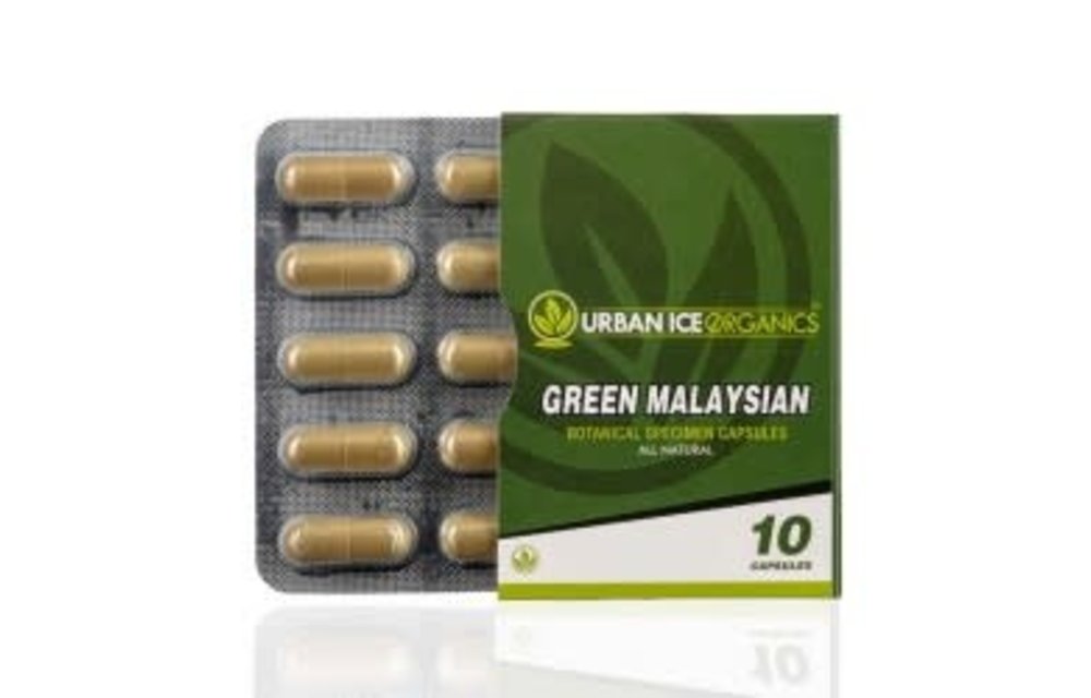 Urban Ice Organics - Kratom Capsule Green Malaysian Blister Pack 10ct