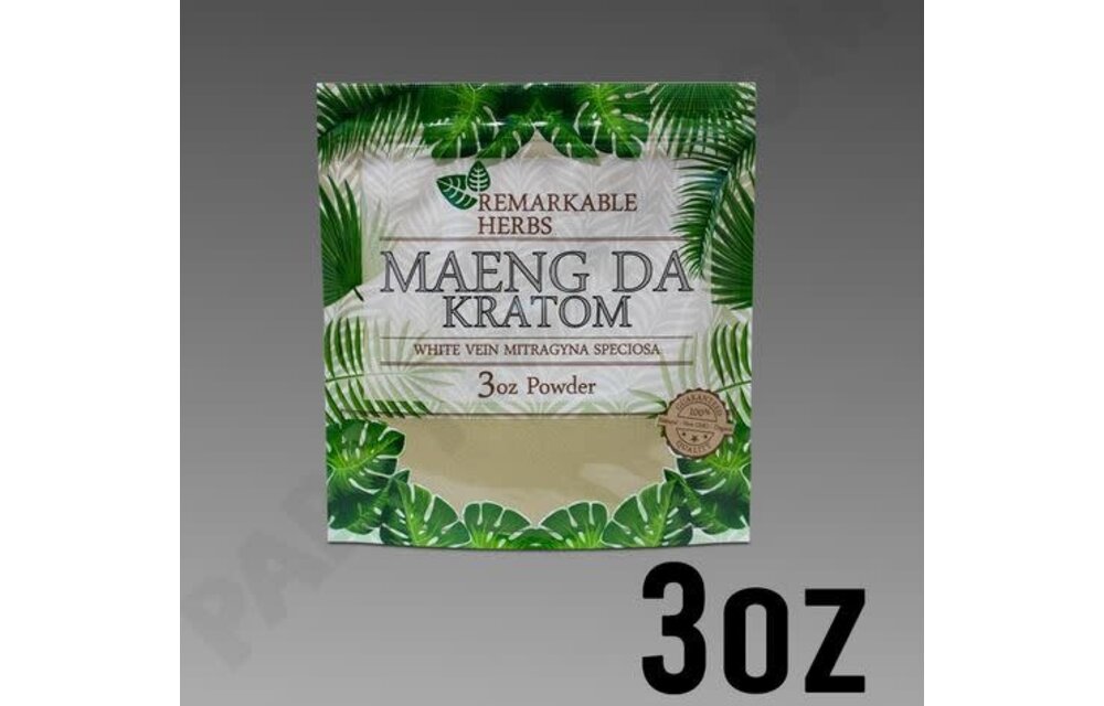 Remarkable Herbs - Kratom Powder White Vein Maeng Da 3oz