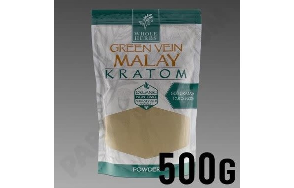 Whole Herbs - Kratom Powder Green Vein Malay 17.5oz 500g