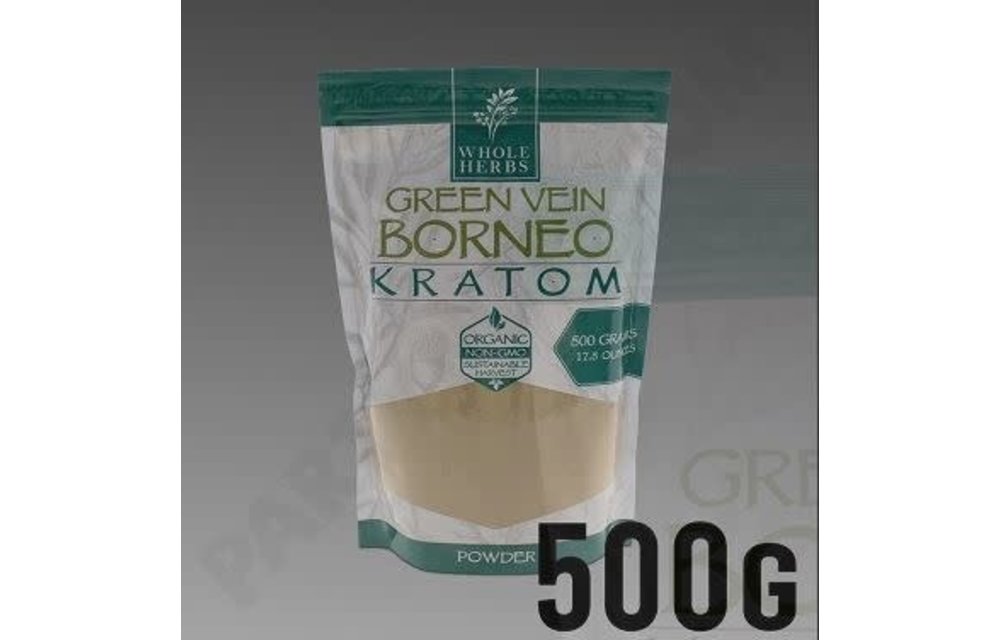 Whole Herbs - Kratom Powder Green Vein Borneo 17.5oz 500g