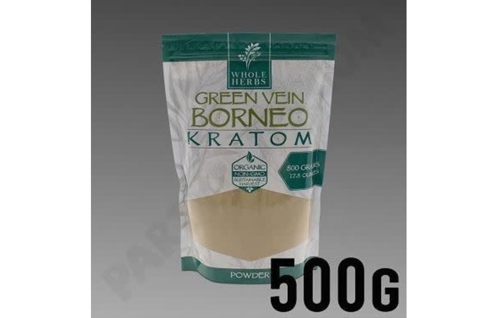 Whole Herbs - Kratom Powder Green Vein Borneo 17.5oz 500g