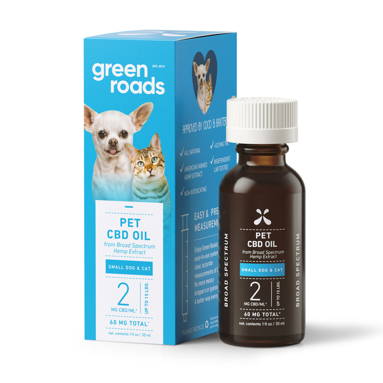 Green Roads - CBD Pets Tincture Oil Small Dog and Cat 30ml 60mg