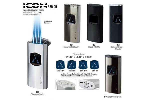 Vector - Torch Lighter Electric Triple Flame Icon