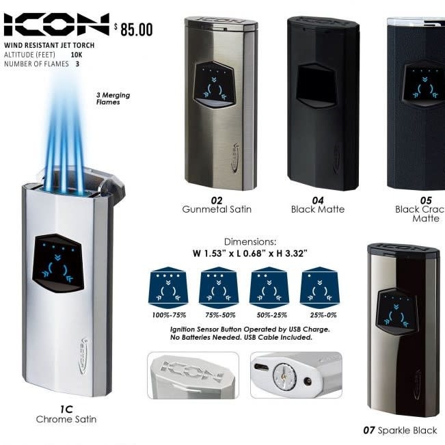 Vector - Torch Lighter Electric Triple Flame Icon