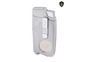 Vector - Torch Lighter Double Flame Xcaliber Chrome Satin - 1C