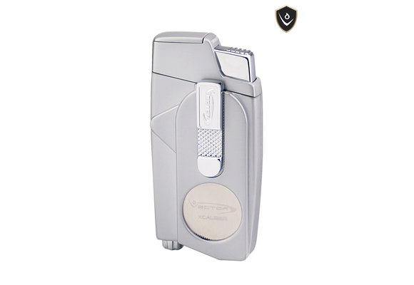 Vector - Torch Lighter Double Flame Xcaliber Chrome Satin - 1C