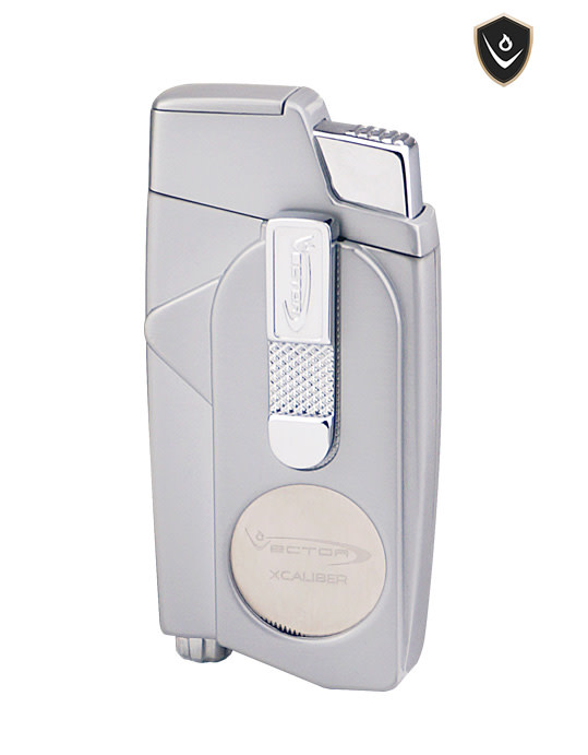 Vector - Torch Lighter Double Flame Xcaliber Chrome Satin - 1C