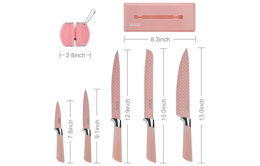 Cute Pink Kitchen Knife Block Set Delivery in Los Angeles
