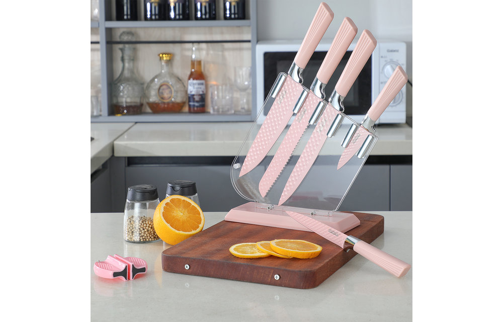 Tower Rose Gold And White 5 Piece Knife Block Set