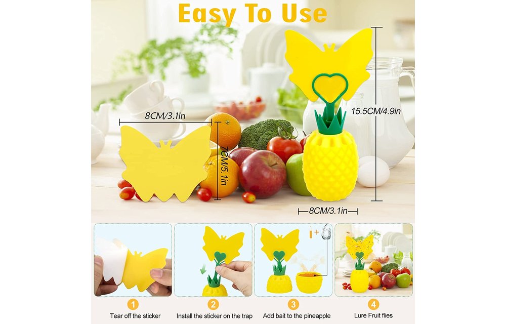 Best Fruit Flea Traps Indoor with 8 pcs Sticky Pads ,2 Pack (Pineapple) 2022