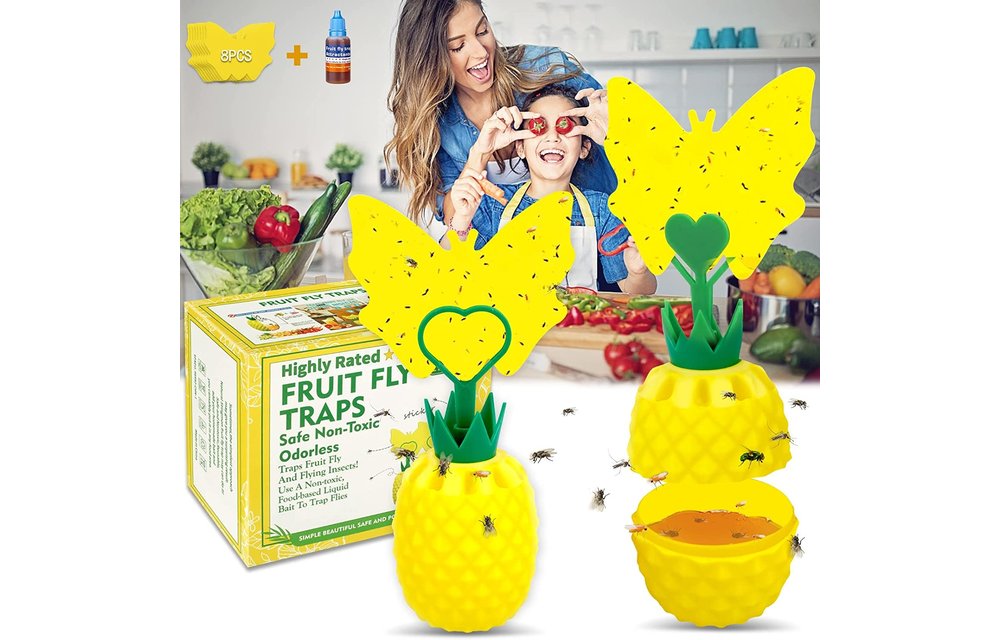 Best Fruit Flea Traps Indoor with 8 pcs Sticky Pads ,2 Pack (Pineapple) 2022
