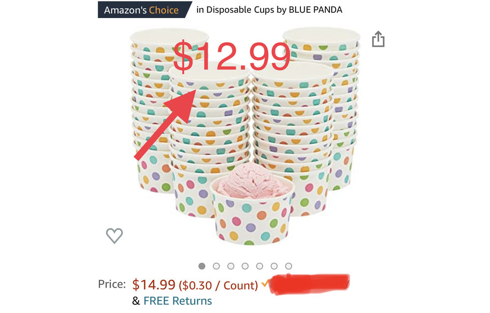 Disposable Paper Ice Cream Sundae/ Frozen Yogurt Cups/Bowls bulk 8oz (50 Pack Rainbow Polka Dot )
